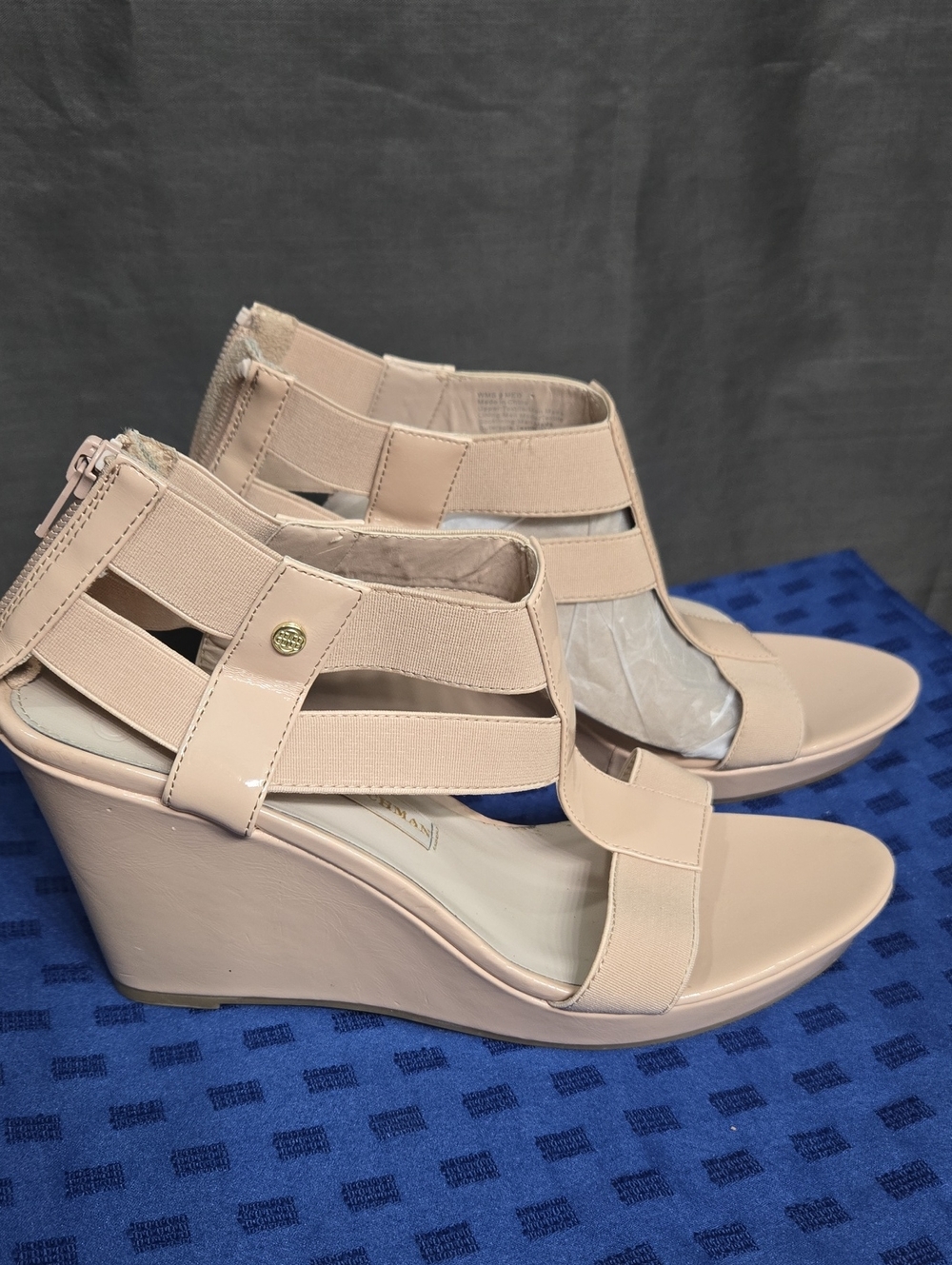 Dana Buchman Nude Tan Strappy Wedge Sandals